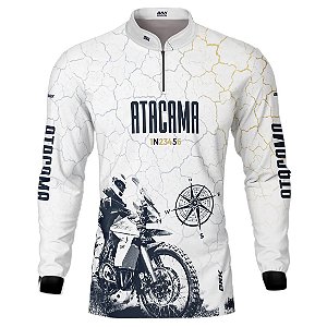 Camisa Motociclista Brk Branca Atacama Expedição Chile com UV50+