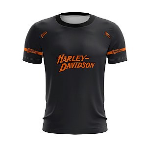 Camiseta de Motociclismo Brk Preta e Laranja com Uv50
