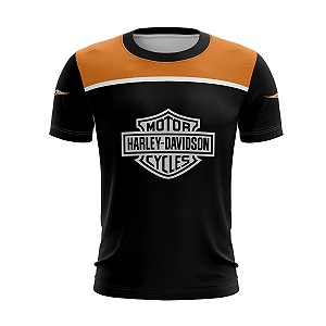 Camiseta de Motociclismo Brk Preto e Laranja 2 com Uv50