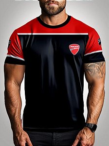 Camiseta Motociclista Brk Moto Ducati 03 Preta e Vermelha com UV50+