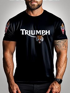 Camiseta Casual Brk Motociclismo Triumph Ride a Tiger com UV 50+