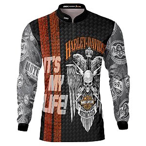 Camisa Motociclista Brk Moto H-D Caveira Skull com Uv50