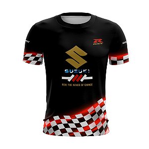 Camiseta de Motociclismo Brk Casual Preto e Vermelho com Uv 50