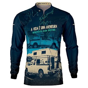 Camisa Off-Road BRK Caminhonete Motorhome Azul Com UV50+