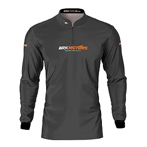 Camisa Motociclismo Cinza Básica BRK Motors com Proteção UV50+