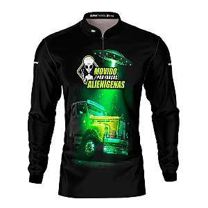 Camisa de Caminhão BRK para Caminhoneiro Carreta Movido Por Forças Alienígenas com Proteção Solar UV50+