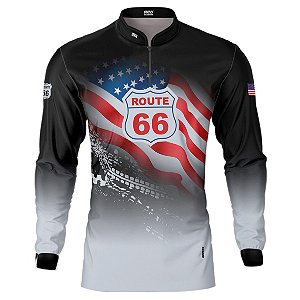 Camisa Motociclista BRK U.S Route 66 Estrada com UV50 +