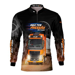 Camisa de Caminhão BRK para Caminhoneiro Carreta Aqui Tem Pressão com Proteção Solar UV50+