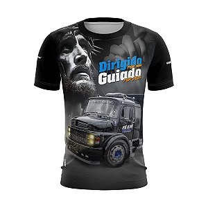 Camiseta de Caminhão BRK para Caminhoneiro Caminhão Guiado Por Deus com Proteção Solar UV50+