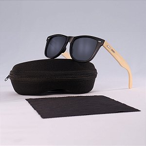Óculos de Sol BRK Redondo Bambu com Lente Polarizada Preto