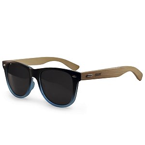 Óculos de Sol BRK Redondo Azul/Bambu com Lente Polarizada Preto