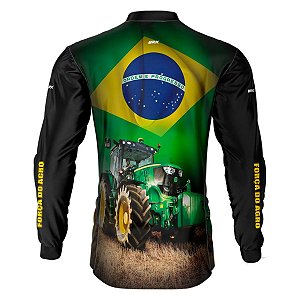 Camisa Agro BRK Trator Verde Brasil com UV50 +