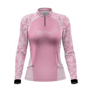 Camisa de Pesca Brk Básica Floral Rosa com Proteção UV50+