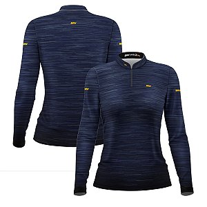 Camisa Feminina Agro Brk Mescla Azul Escuro com Proteção Solar UV50+