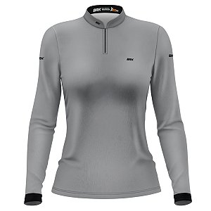 Camisa Feminina Agro Brk Básica Cinza Claro com Proteção Solar UV50+