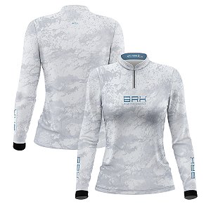 Camisa de Pesca Feminina Brk Camuflado Branco com Proteção Solar UV50+