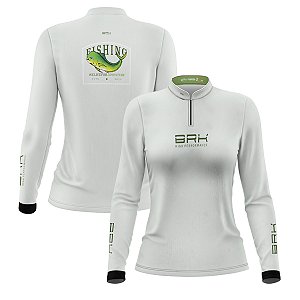 Camisa de Pesca Feminina Brk We Live for Adventure Dourado com Proteção Solar UV50+