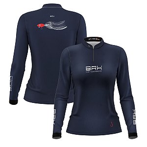 Camisa de Pesca Feminina Brk Isca Jig Head Preta com Proteção Solar UV50+
