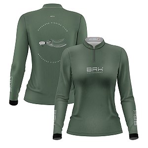 Camisa de Pesca Feminina Brk Jig Head Verde Fishing Club com Proteção Solar UV50+
