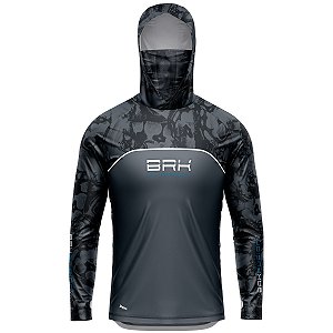 Camisa FusionX Brk Deep Camuflada Parcial Cinza com Capuz e Proteção UV50+