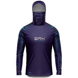 Camisa FusionX Brk Camo Distorções Azul com Capuz e Proteção UV50+
