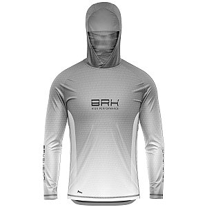 Camisa FusionX Brk Clean Branca e Cinza com Capuz e Proteção UV50+