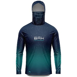 Camisa FusionX Brk Azul Celeste Estrelas com Capuz e Proteção UV50+