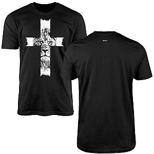 Camiseta Religiosa Brk Cruz e Leão com Algodão Premium