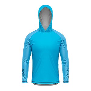 Camisa de Pesca com Capuz Brk Clean Azul Claro com Proteção UV50+