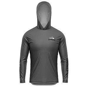 Camisa de Pesca com Capuz Brk Strong Fishing Cinza com Proteção UV50+