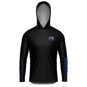 Camisa de Pesca com Capuz Brk Strong Fishing Azul Proteção UV50+