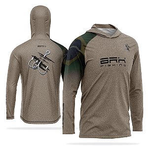 Camisa de Pesca com Capuz Brk Garateia Clean Bandeira Brasil com Proteção UV50+