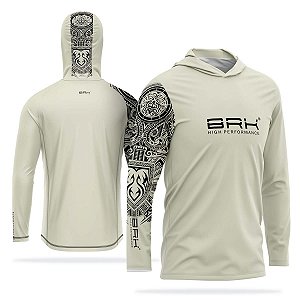Camisa de Pesca com Capuz Brk Maori Bege Com Proteção Solar UV50+