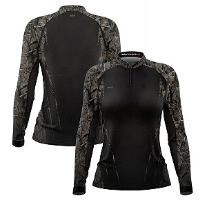 Camisa Agro Feminina Brk Camuflada Galhos com Proteção Solar UV50+