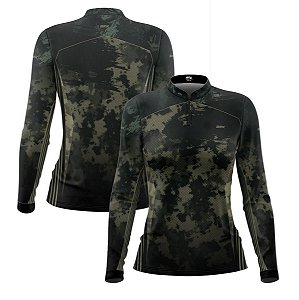 Camisa Agro Feminina Brk Camuflada Militar com Proteção Solar UV50+