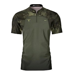Camisa Manga Curta Agro Brk Camu Verde Long Horn com Proteção Solar UV50+