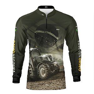 Camisa Agro Brk Trator Bandeira do Brasil com Proteção Solar UV50+