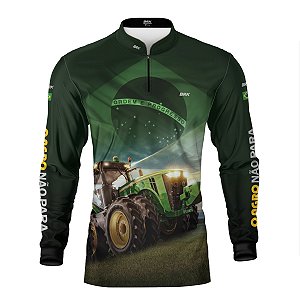 Camisa Agro Brk Verde Trator Bandeira do Brasil com Proteção Solar UV50+