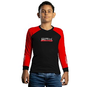 Camisa de Pesca Infantil Brk Isca Lures Vermelha com Proteção UV50+