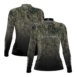 Camisa de Pesca Feminina Brk Camo Fishing com Proteção UV50+