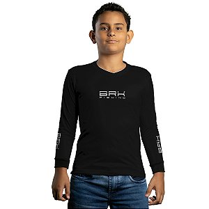 Camisa de Pesca Infantil Brk Preta Básica Catch and Release com Proteção UV50+