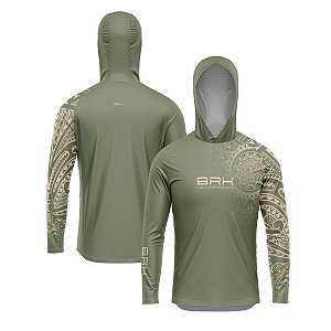 Camisa com Capuz Brk Maori Verde Musgo com Proteção Solar UV50+