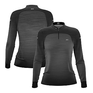 Camisa Feminina Brk Mescla Preto Cinza com Proteção Solar UV50+