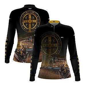 Camisa Agro Feminina Brk São Bento e Colheitadeira com Proteção UV50+