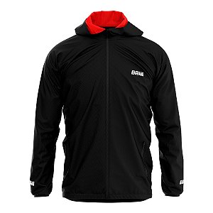 Jaqueta Corta Vento Brk Black Red Repelente à Agua com UV50+