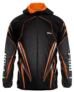 Jaqueta Corta Vento Brk ORANGE BLACK Repelente à Agua com FPU 50+