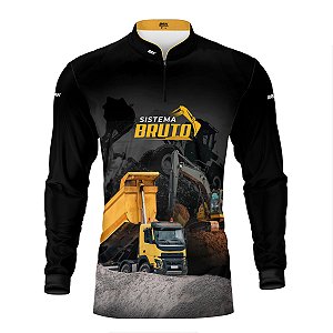 Camisa Máquina Pesada Brk Preta Caminhão Basculante e Retroescavadeira com Proteção UV50+