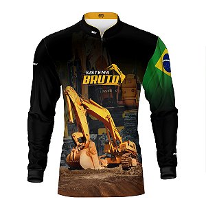 Camisa Máquina Pesada Brk Preta Escavadeira com Proteção UV50+