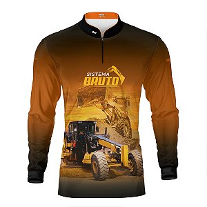 Camisa Máquina Pesada Brk Laranja Motoniveladora e Escavadeira com Proteção UV50+