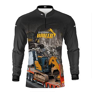 Camisa Máquina Pesada Brk Cinza Terraplanagem com Proteção UV50+